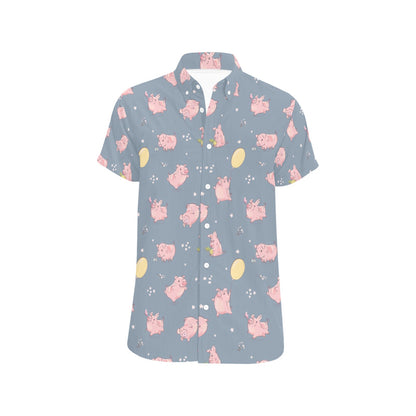 Pig Print Design LKS405 Men Short Sleeve Button Up Shirt