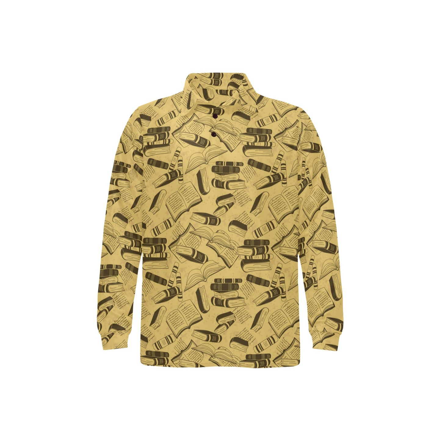 Book Pattern Print Design 02 Long Sleeve Polo Shirt For Men's