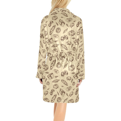 Bread Pattern Print Design 04 Women's Fleece Robe