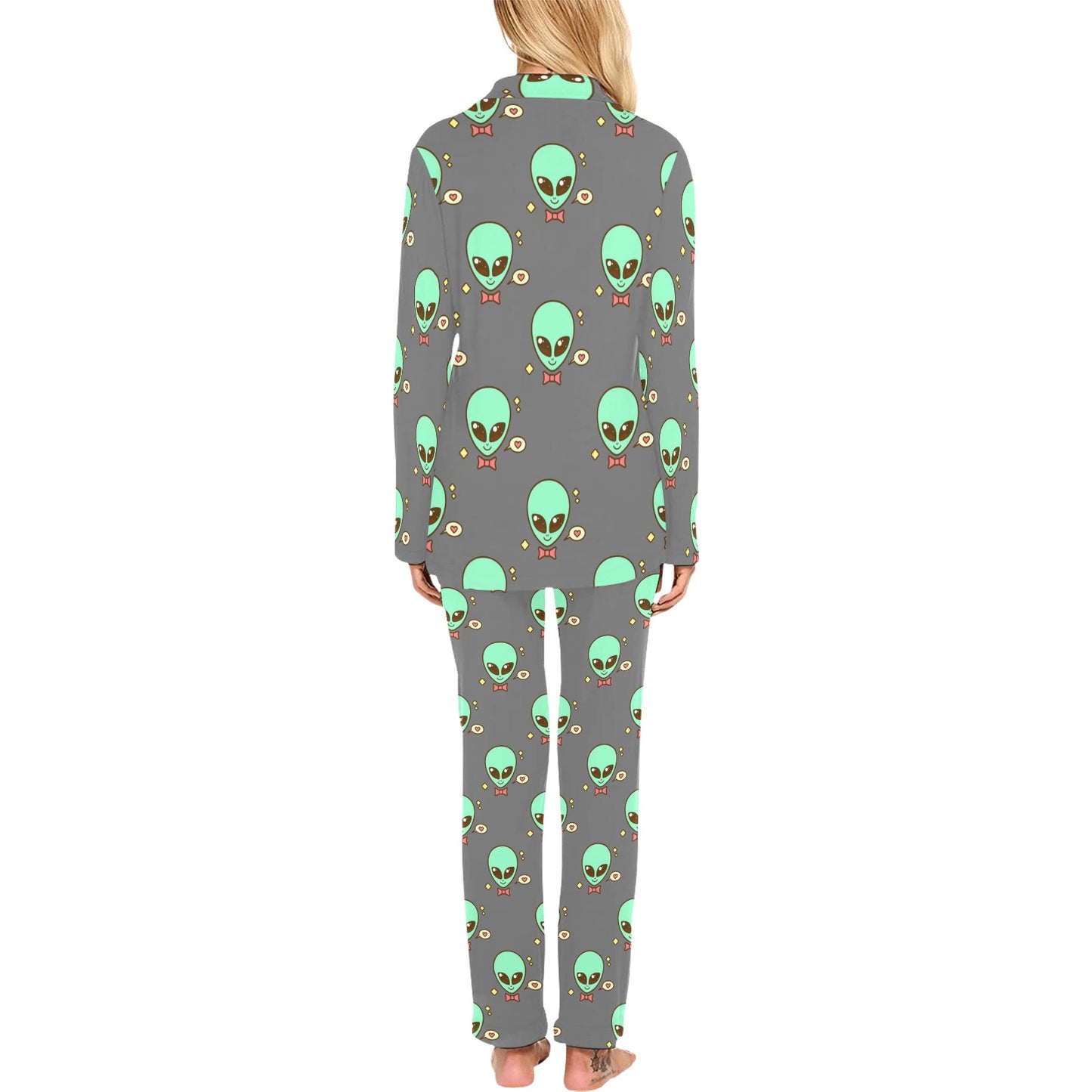 Alien Pattern Print Design 02 Women's Long Pajama Set