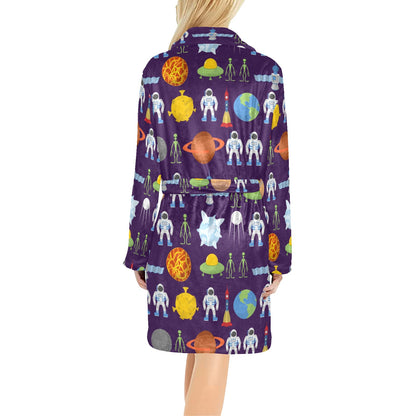 Alien Astronaut Planet Women's Fleece Robe