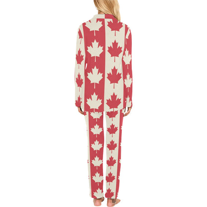 Maple Leaf Pattern Print Design 02 Women's Long Pajama Set