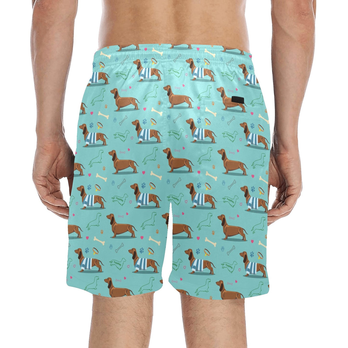 Dachshund Paw Decorative Print Pattern Men's Swim Trunks Beach Shorts