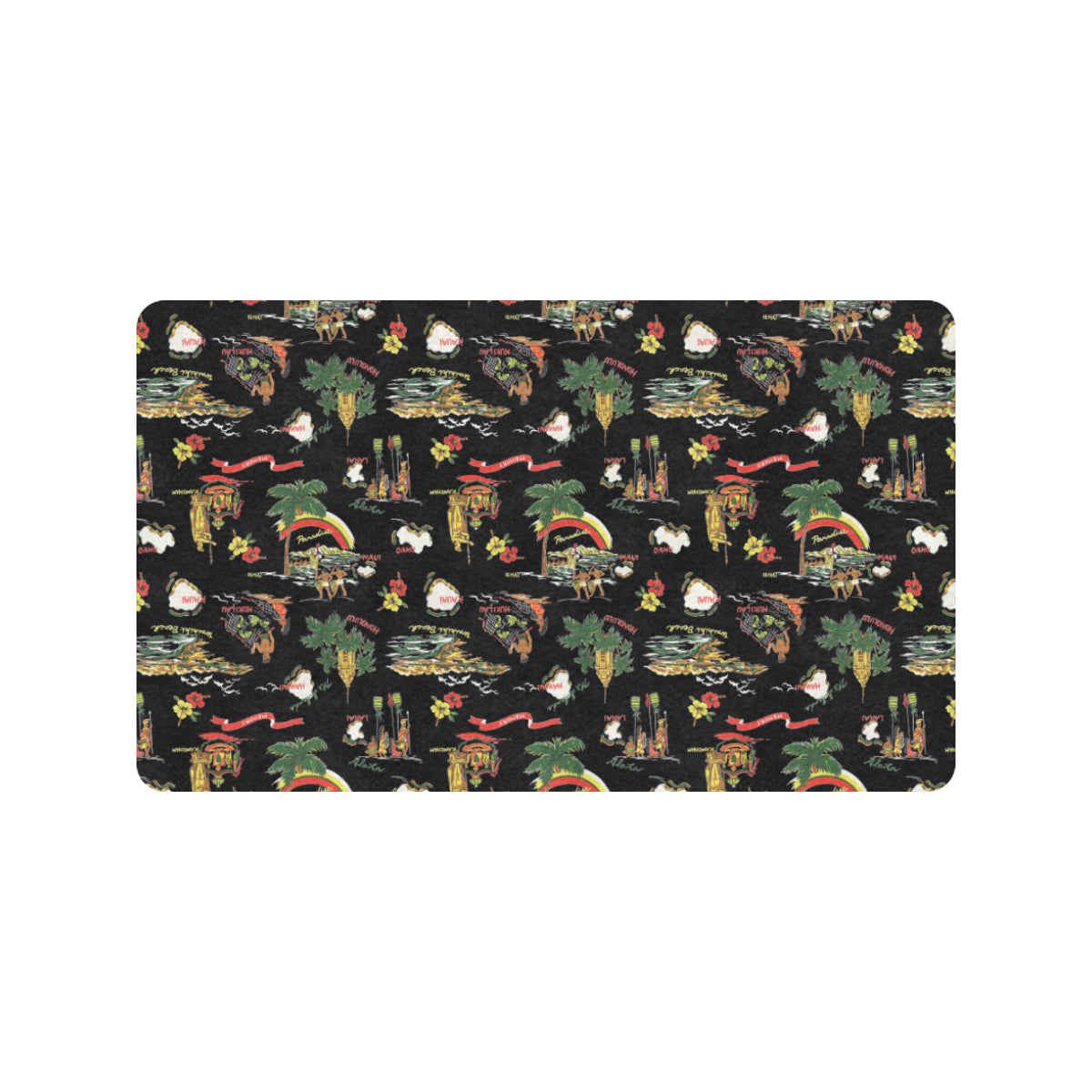 Hawaiian Island Themed Print Rubber Doormat