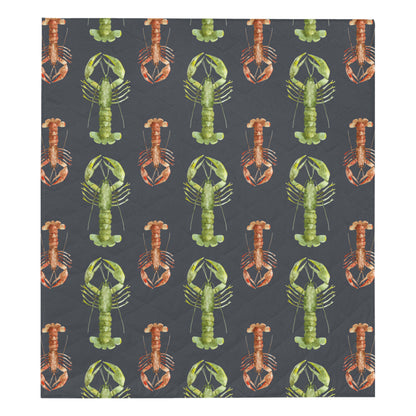 Lobster Pattern Print Design 01 Premium Quilt