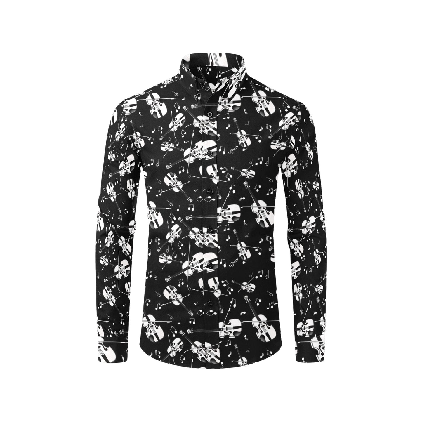 Violin Print Design LKS404 Men's Long Sleeve Dress Shirt