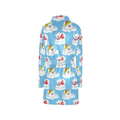 Polar Bear Pattern Print Design PB06 Women's Fleece Robe