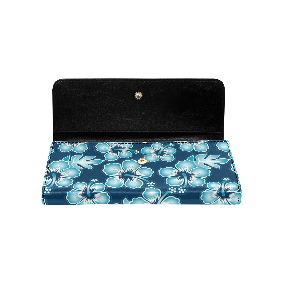 Blue Hibiscus Pattern Print Design HB011 Women's Trifold Wallet