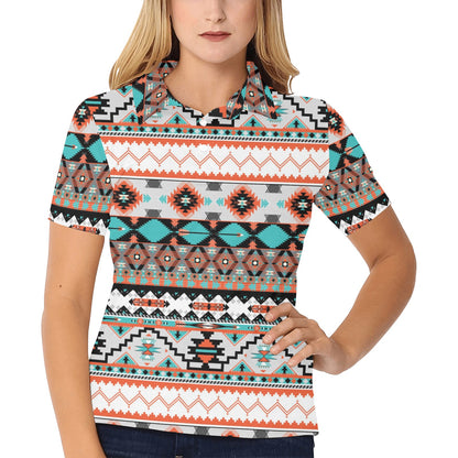 Tribal Aztec Indians pattern Women's Polo Shirt
