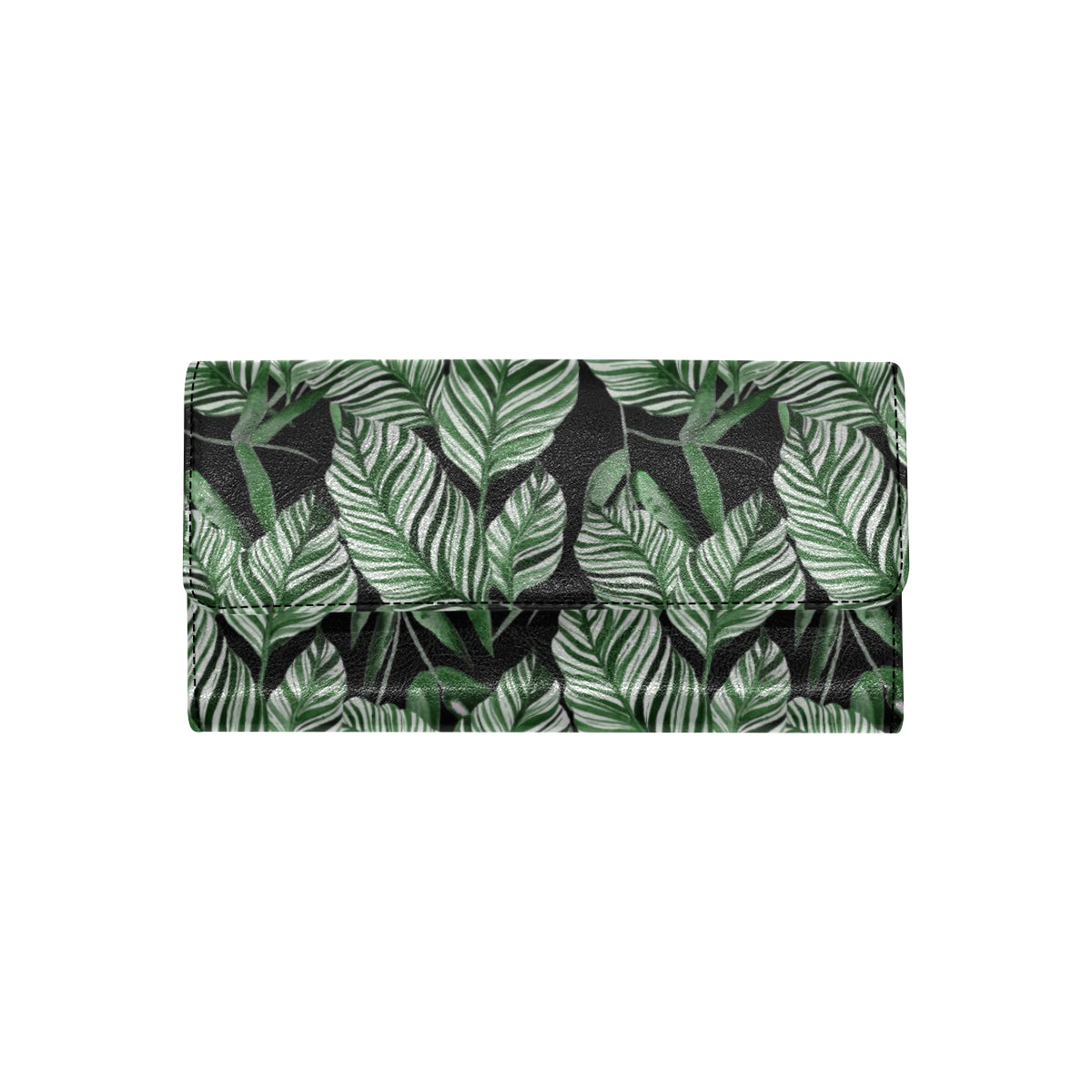 Palm Leaves Pattern Print Design PL09 Women's Trifold Wallet