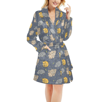 Safari Elephant Lion Print Design LKS303 Women's Fleece Robe