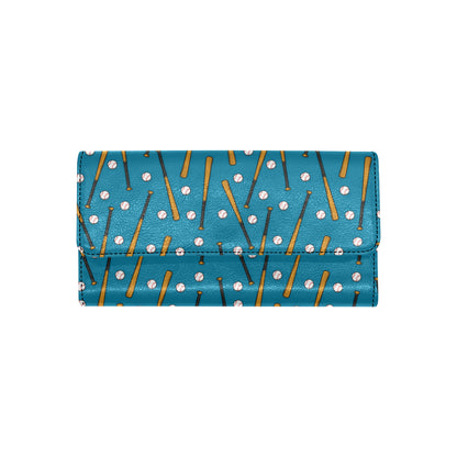 Baseball Pattern Print Design 01 Women's Trifold Wallet
