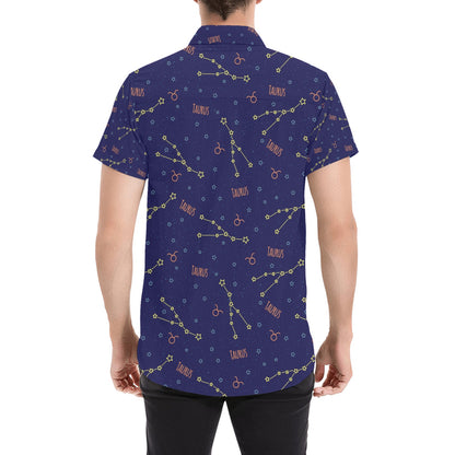 Taurus Print Design LKS301 Men Short Sleeve Button Up Shirt
