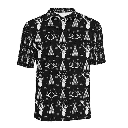 Deer Native Indian Print Pattern Men Polo Shirt