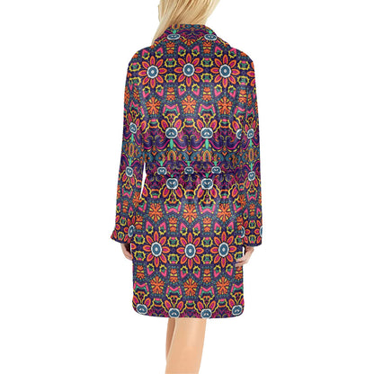 Ethnic Flower Style Print Pattern Women's Fleece Robe