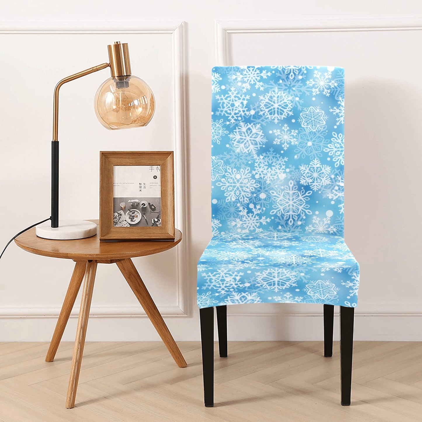 Snowflake Blue Print Design LKS301 Dining Chair Slipcover
