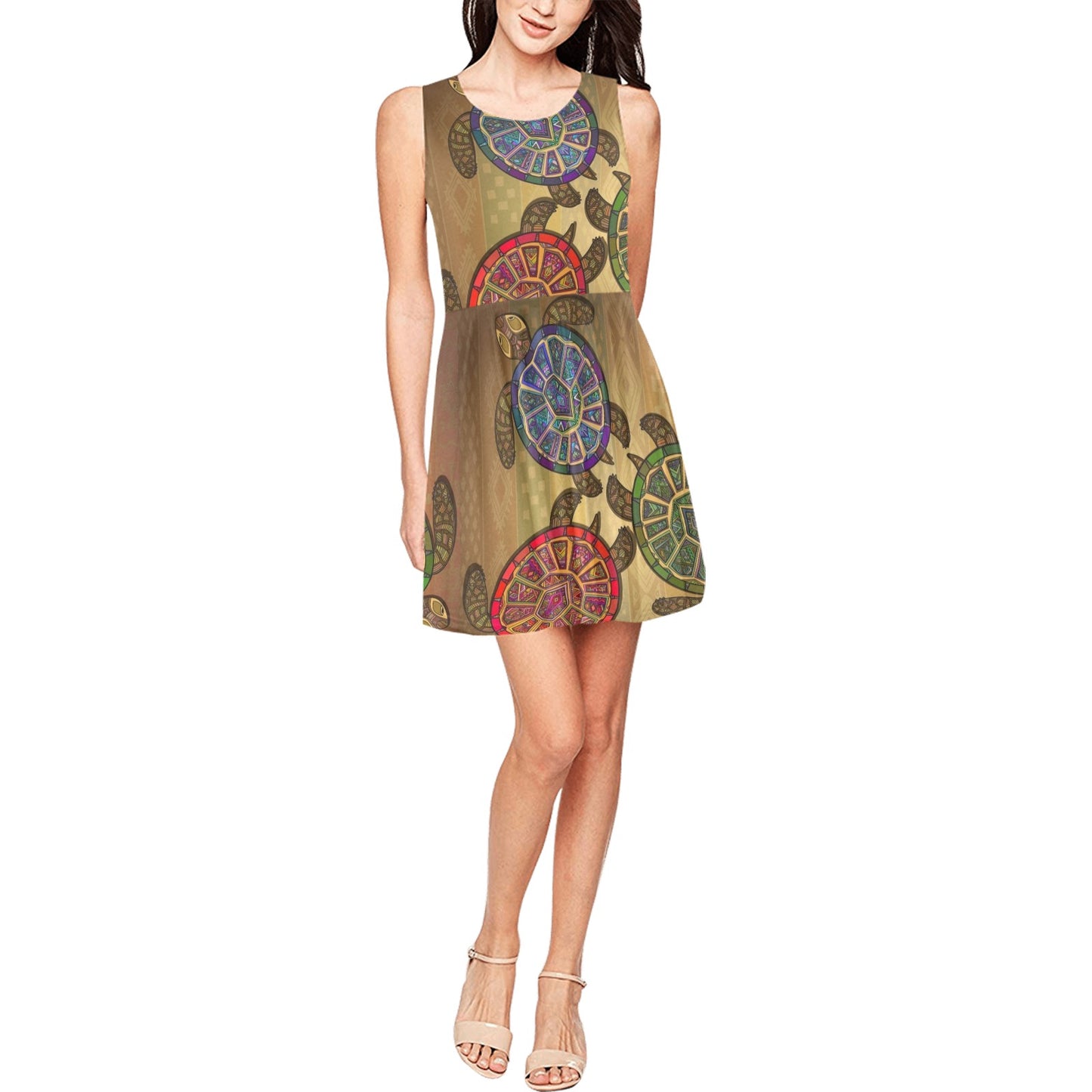 Sea Turtle Tribal Colorful Sleeveless Dress