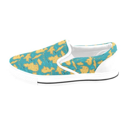 World Map Print Design LKS301 White Slip Ons Canvas Women's Shoes