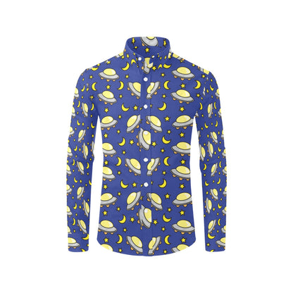 UFO Print Design LKS309 Men's Long Sleeve Dress Shirt