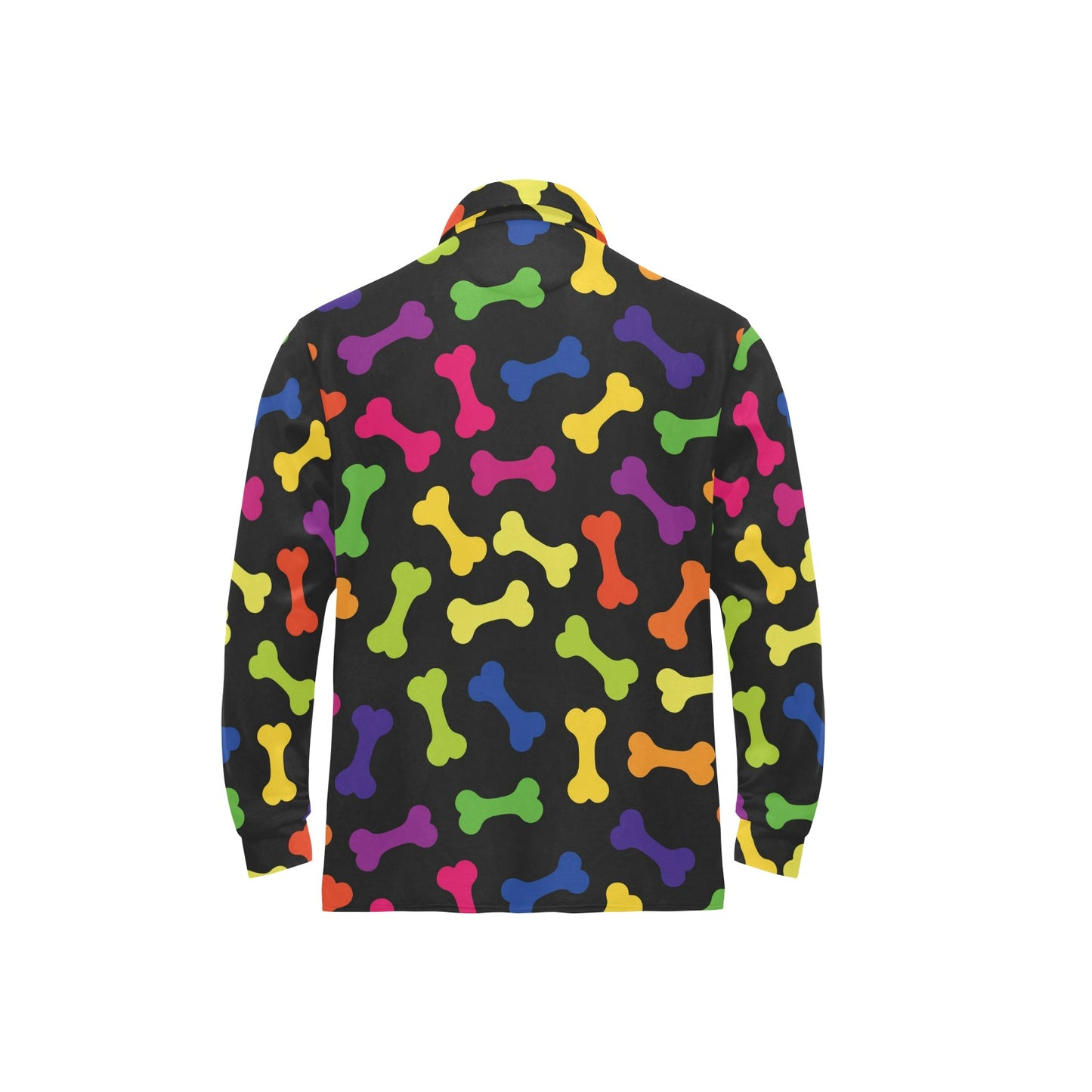 Dog Bone Neon Color Pattern Print Design 02 Long Sleeve Polo Shirt For Men's