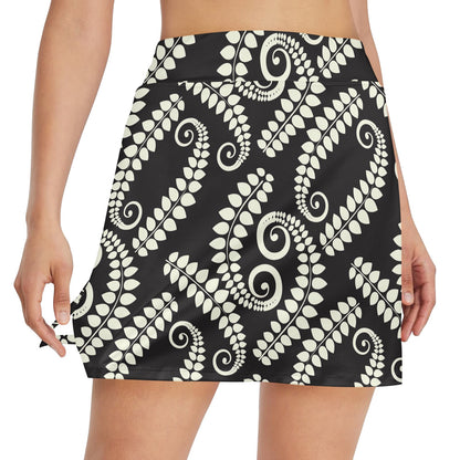 Fern Leave Print Pattern 17" Golf & Pickleball Skort with Pockets