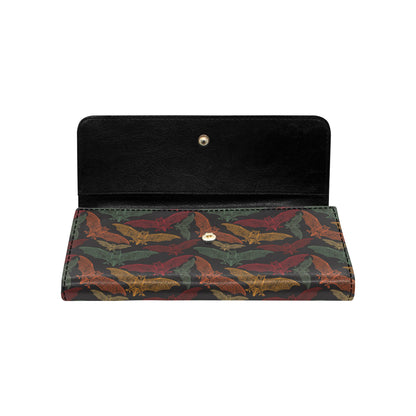 Bat Tribal Pattern Print Design 03 Women's Trifold Wallet