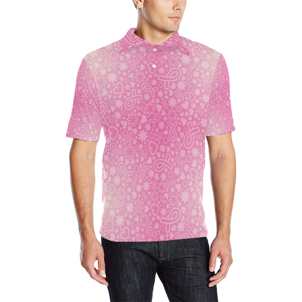 Breast cancer Pattern Print Design 02 Men Polo Shirt