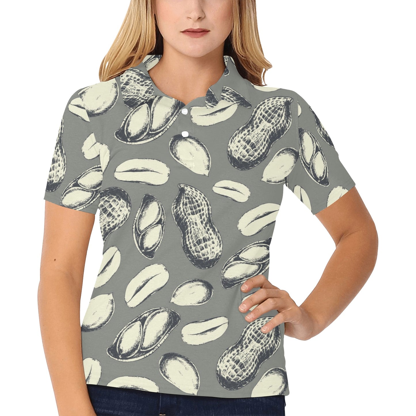 Peanut Pattern Print Design A01 Women's Polo Shirt