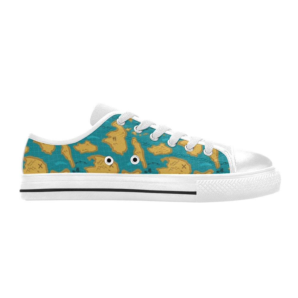World Map Print Design LKS301 Women's White Low Top Shoes