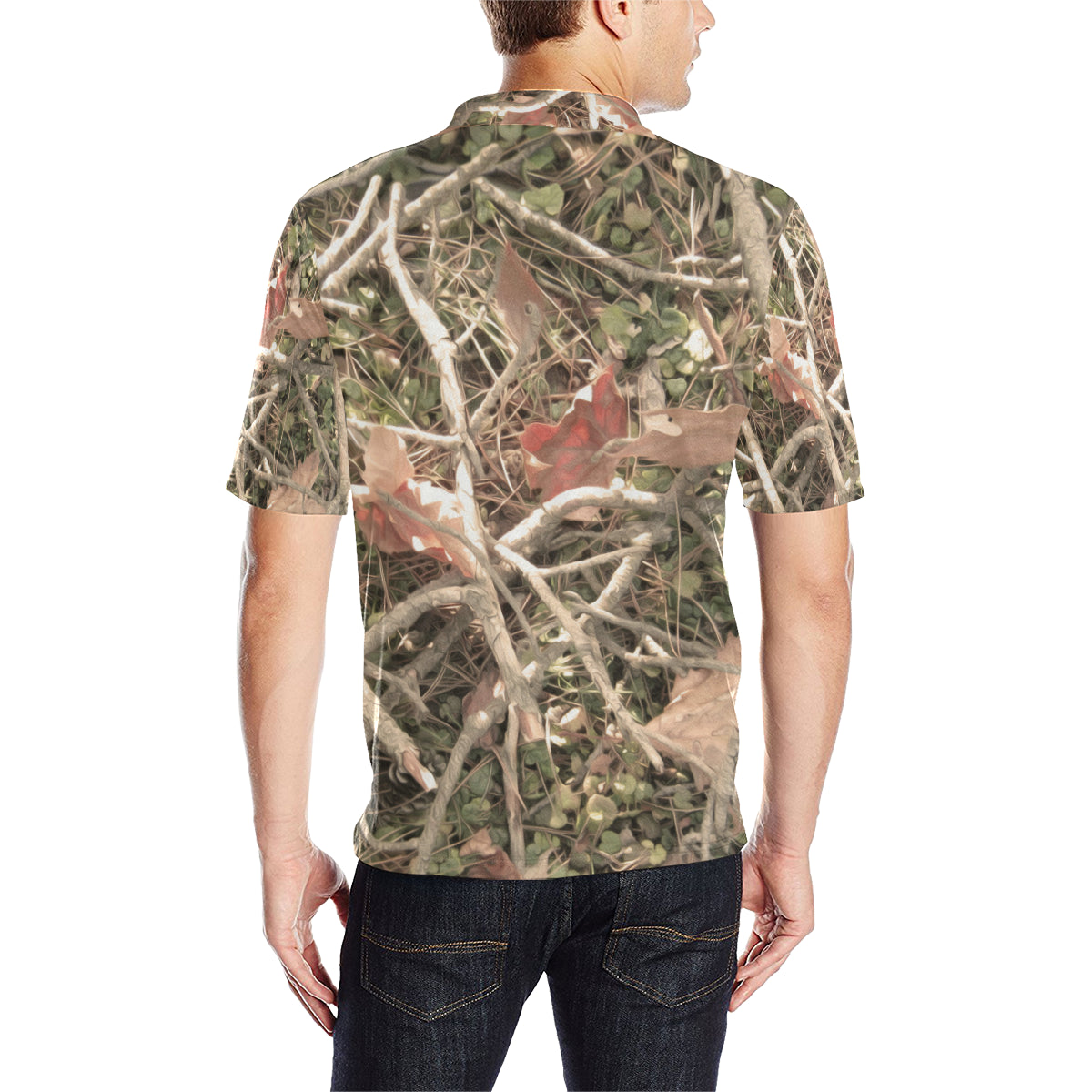 Camouflage Realistic Tree Authumn Print Men Polo Shirt