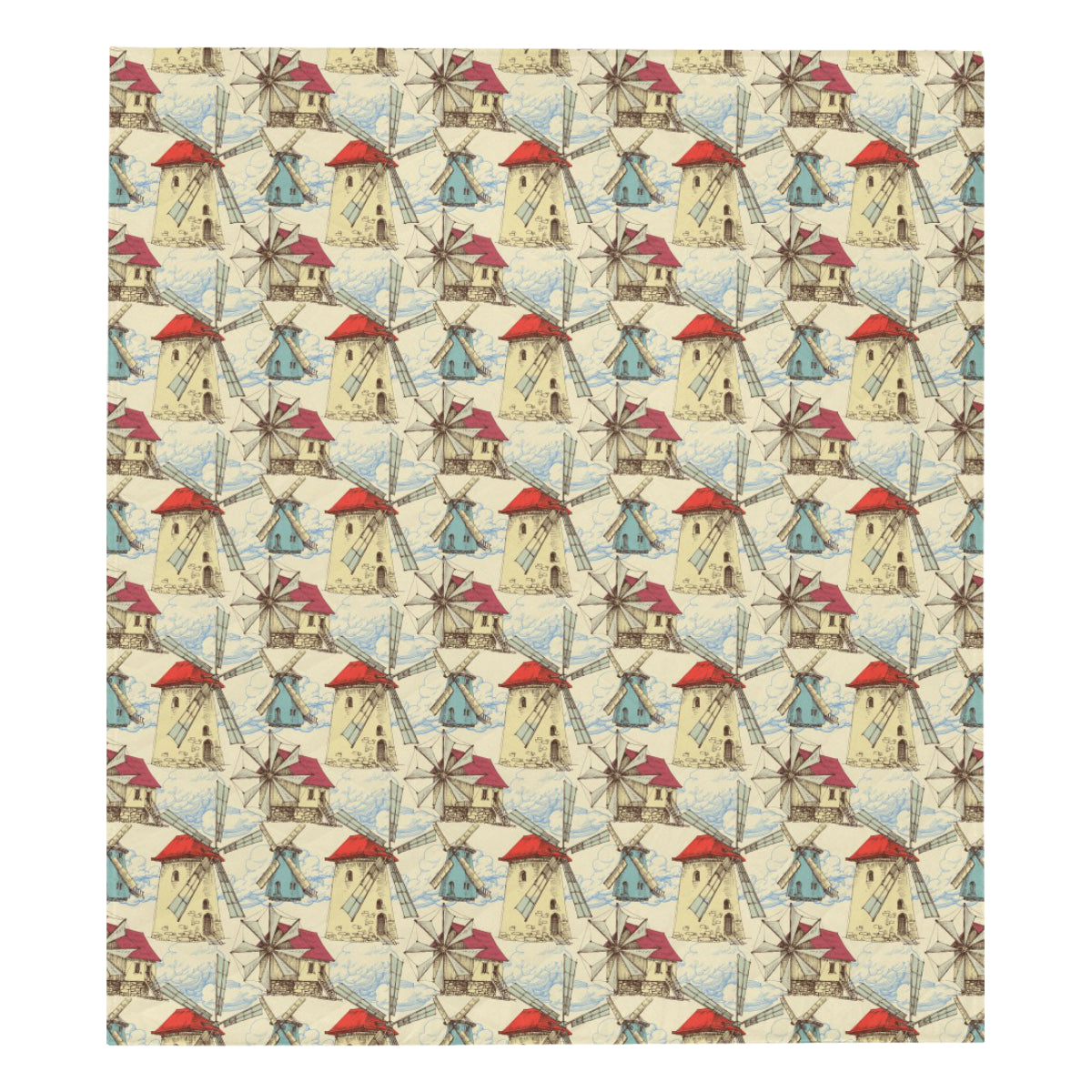 Windmill Pattern Print Design 01 Premium Quilt