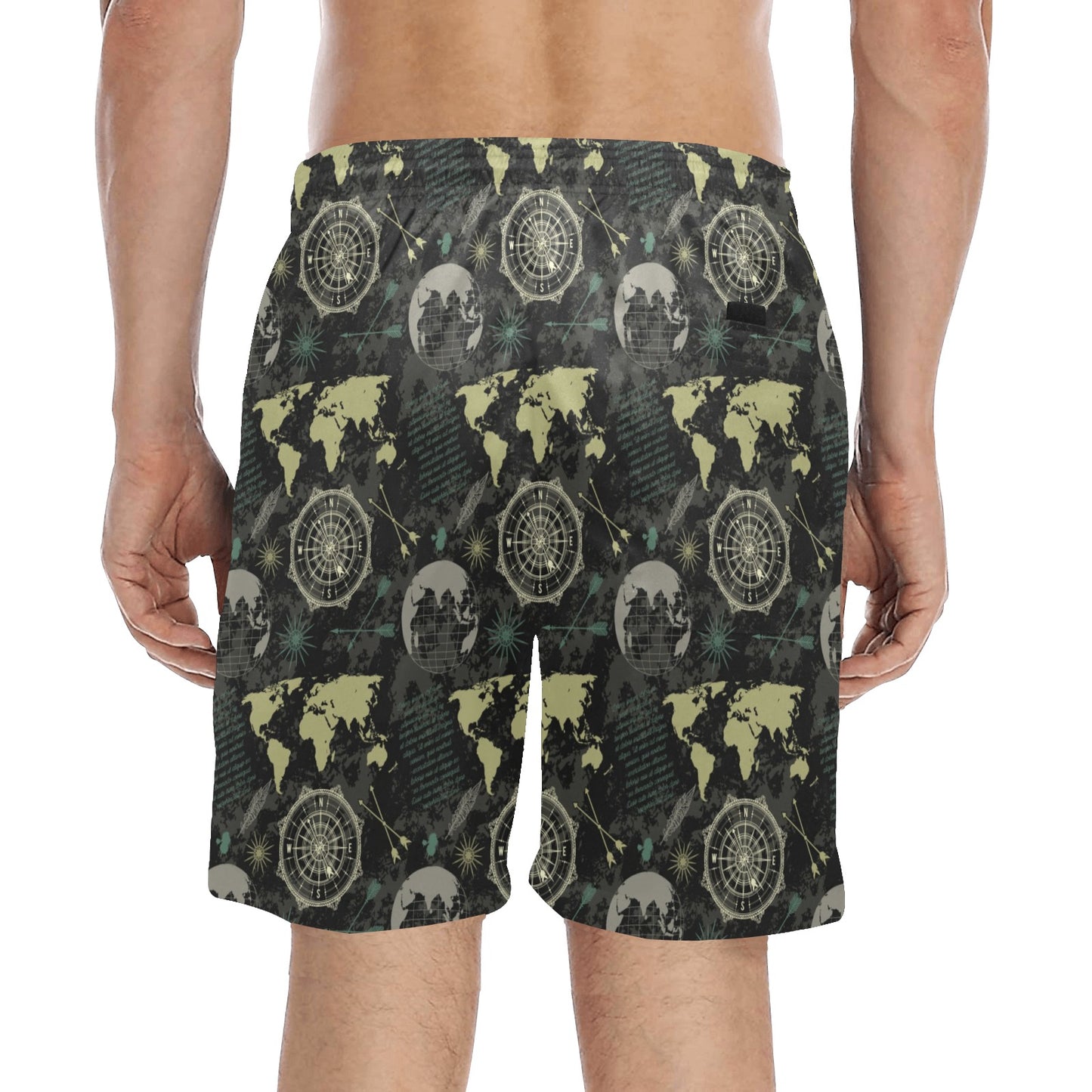 World Map Print Design LKS303 Men's Swim Trunks Beach Shorts