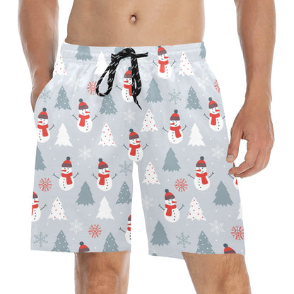 Snowman Print Design LKS302 Men's Swim Trunks Beach Shorts