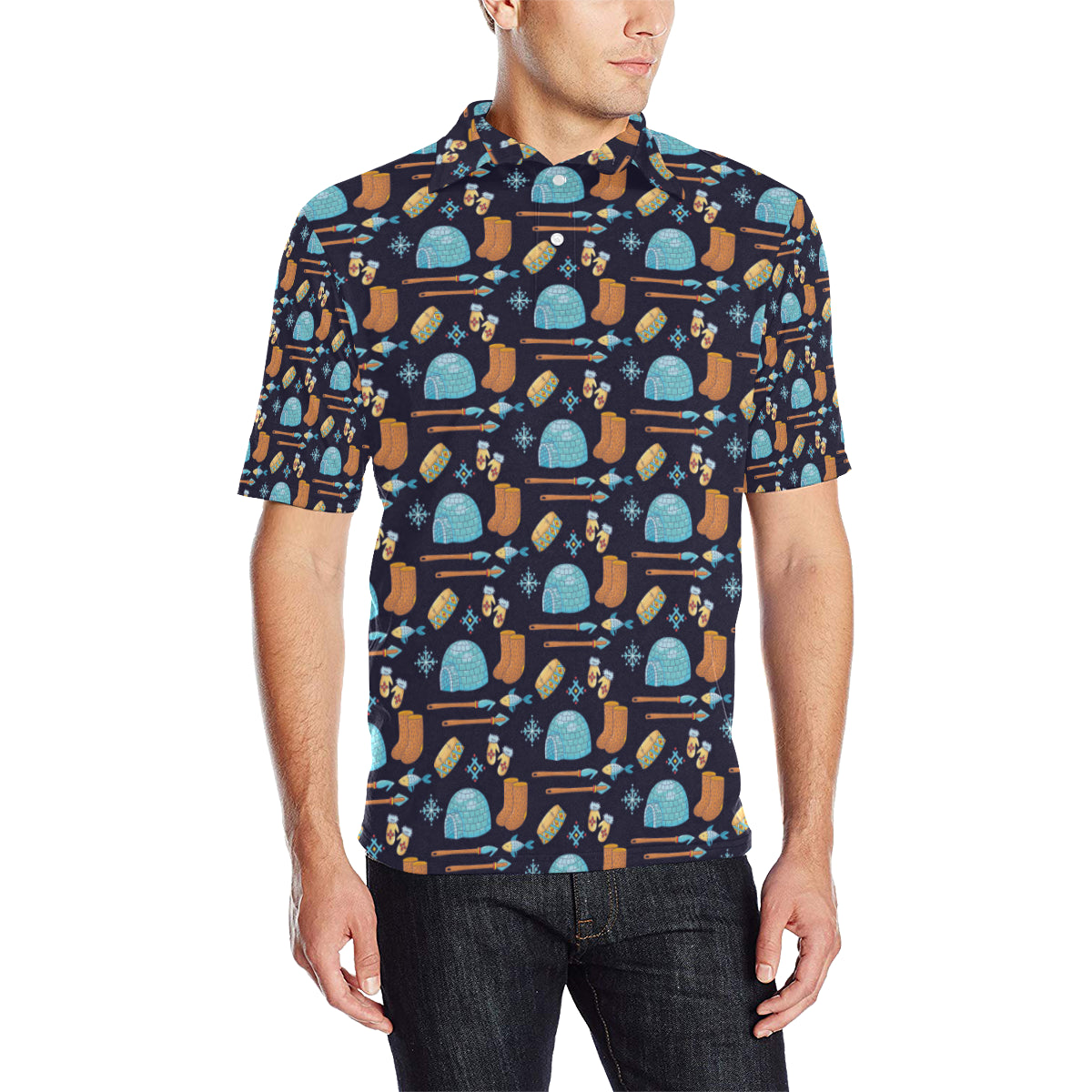 Eskimo Pattern Print Design 02 Men Polo Shirt