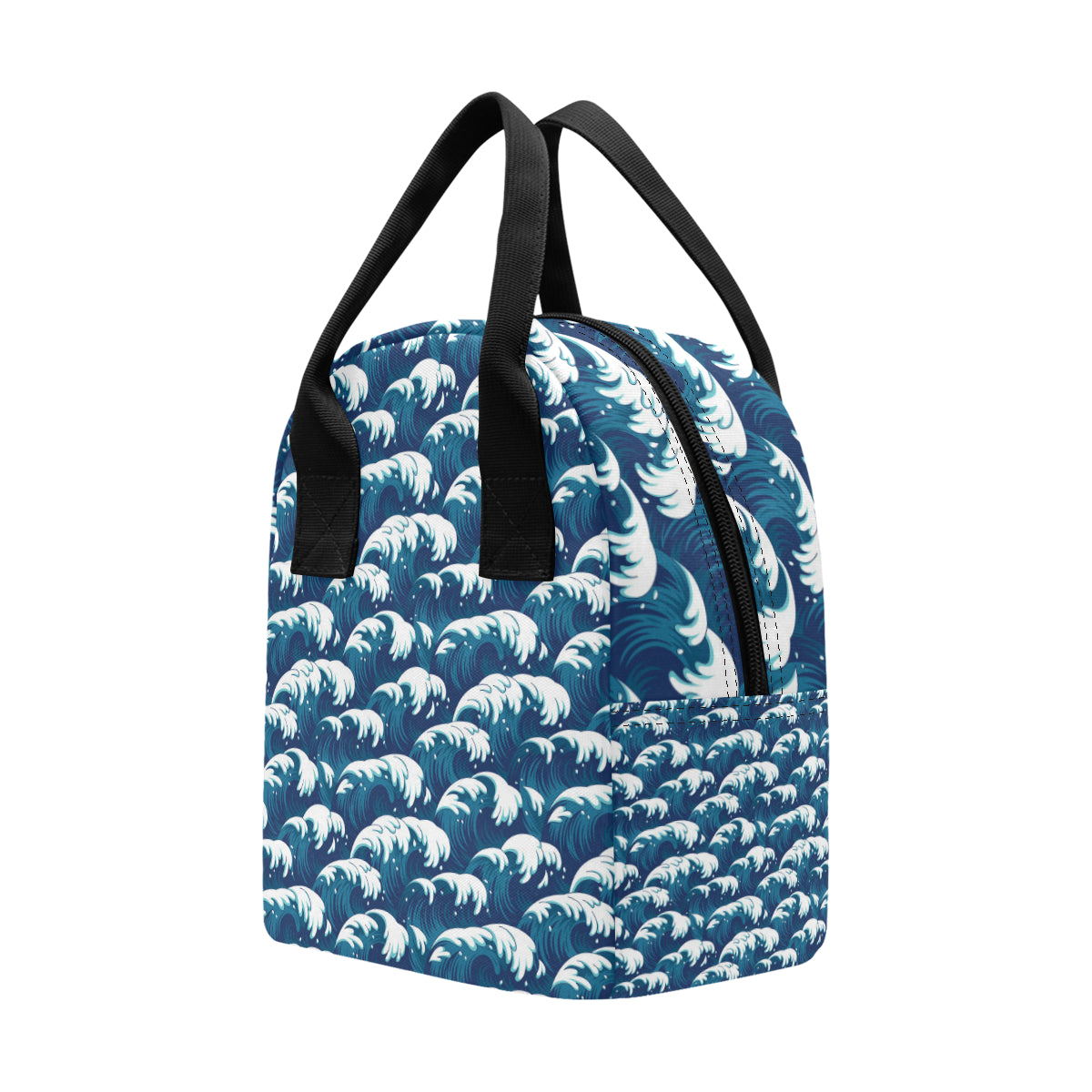 Ocean Wave Pattern Print Insulated Lunch Bag