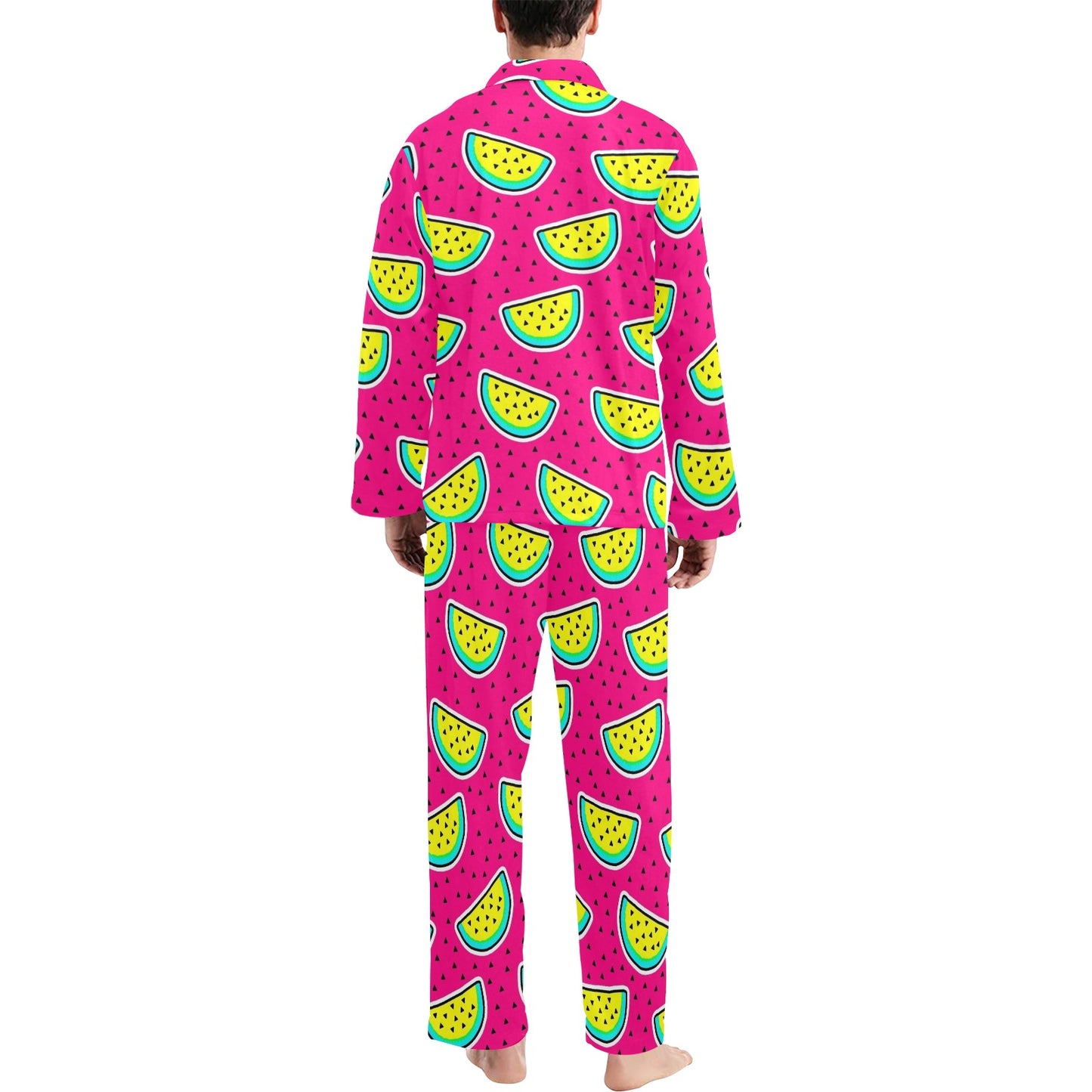 Watermelon Pattern Print Design WM04 Men's Long Pajama Set