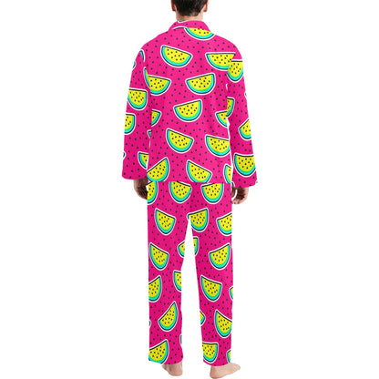 Watermelon Pattern Print Design WM04 Men's Long Pajama Set