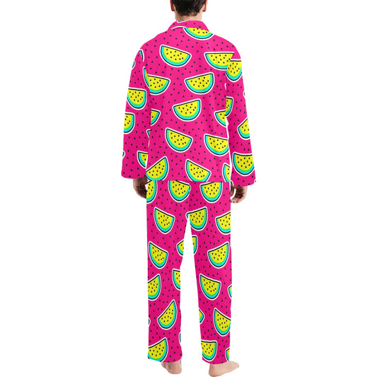 Watermelon Pattern Print Design WM04 Men's Long Pajama Set