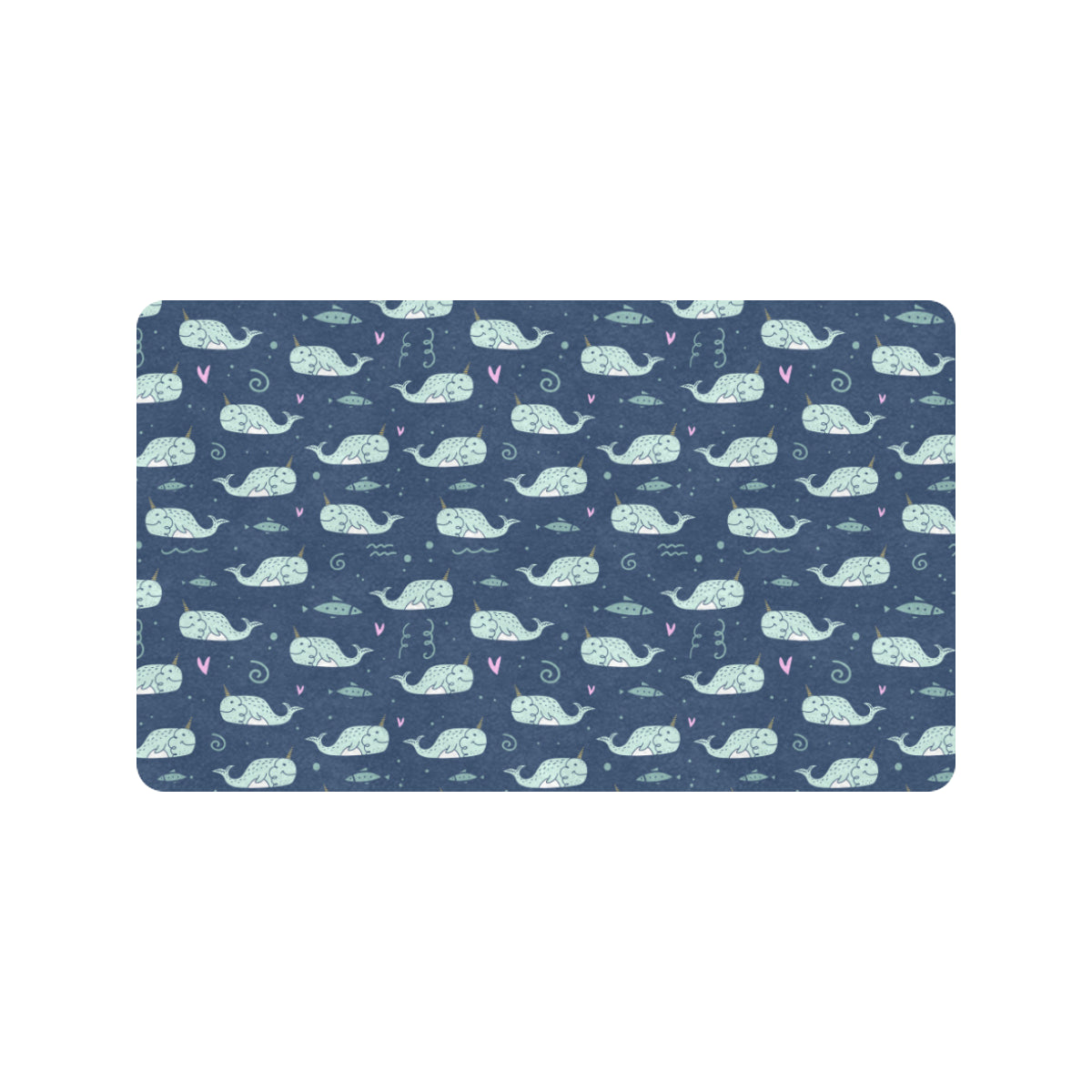 Narwhal Design Print Rubber Doormat