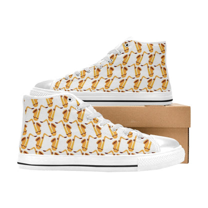 Saxophone Print Design LKS404 Men's High Top Canvas Shoes