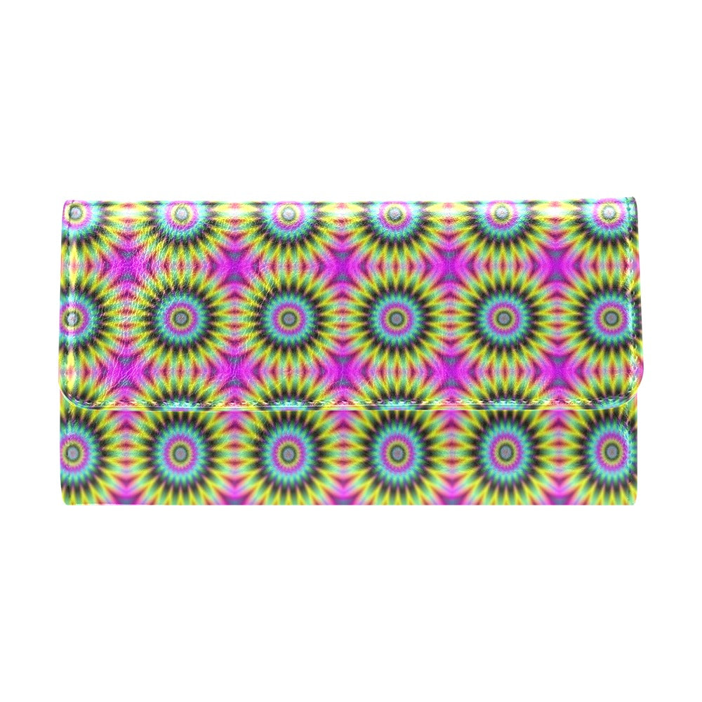 Optical illusion Flower Rainbow Style Women's Trifold Wallet