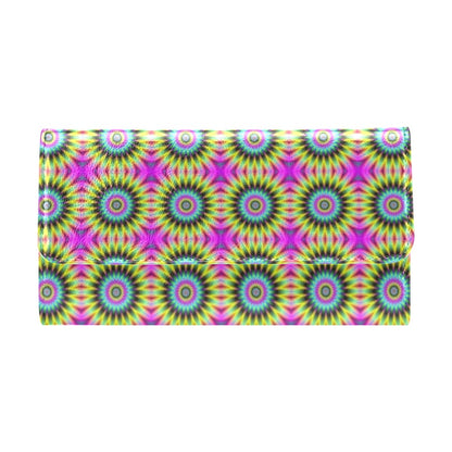 Optical illusion Flower Rainbow Style Women's Trifold Wallet