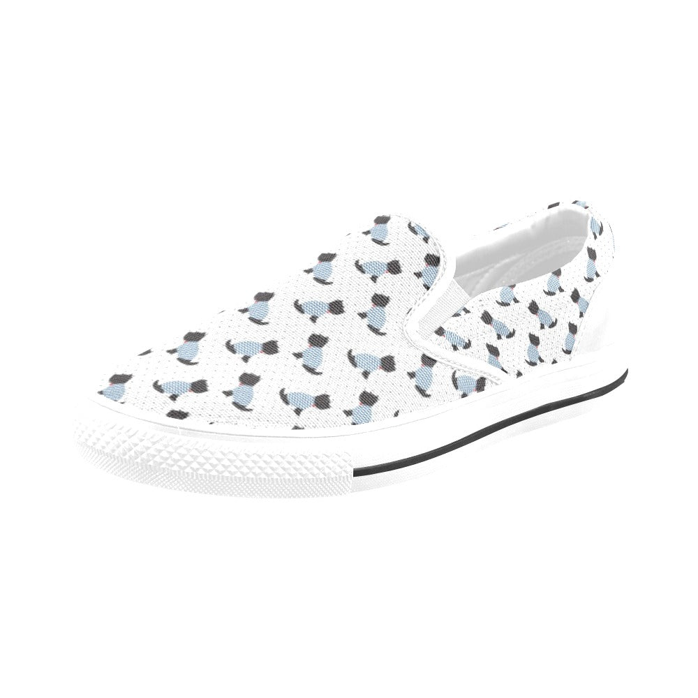 Scottish Terriers Print Design LKS3013 White Slip Ons Canvas Women's Shoes