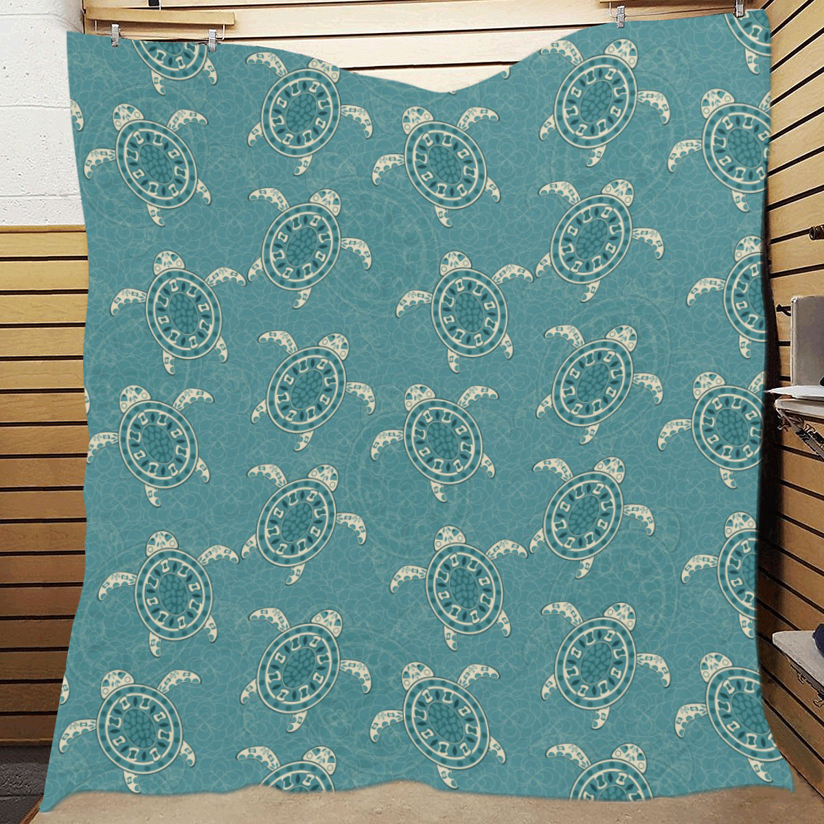 Sea Turtle Pattern Print Design T02 Premium Quilt