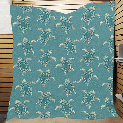 Sea Turtle Pattern Print Design T02 Premium Quilt