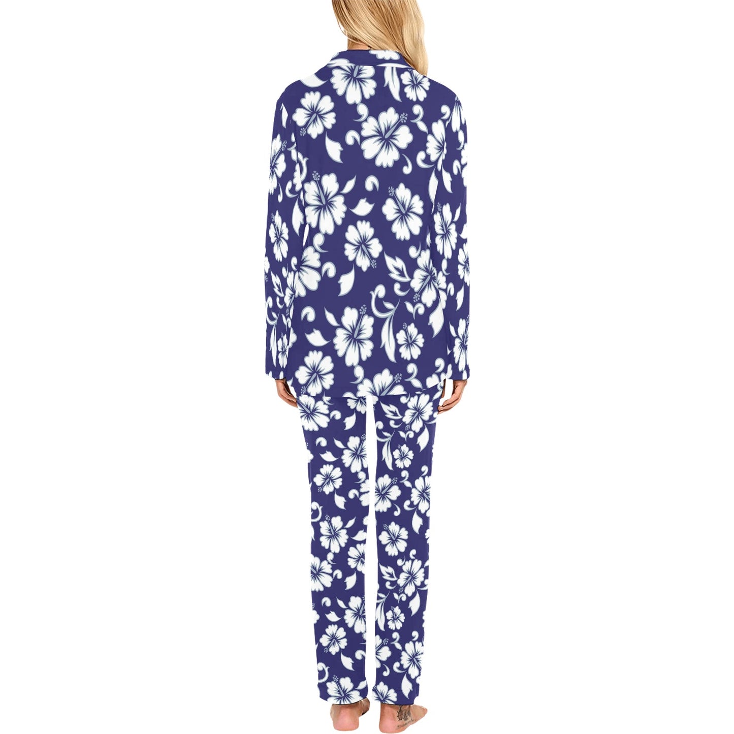 Hibiscus Pattern Print Design HB010 Women's Long Pajama Set