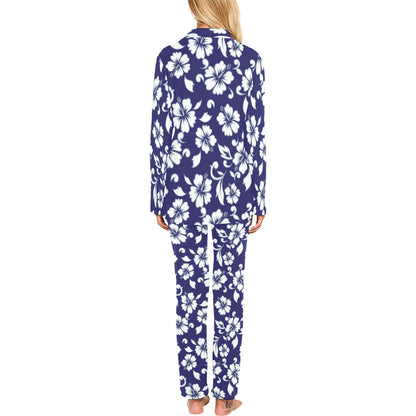 Hibiscus Pattern Print Design HB010 Women's Long Pajama Set