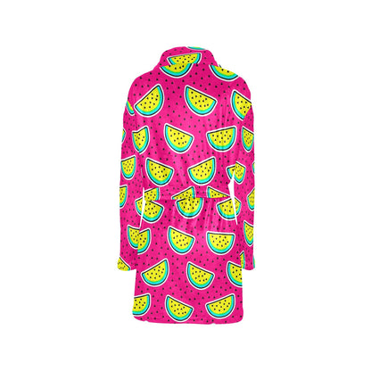 Watermelon Pattern Print Design WM04 Women's Fleece Robe