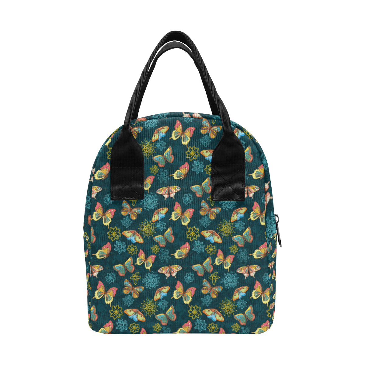 Butterfly Hand Draw Print Pattern Insulated Lunch Bag