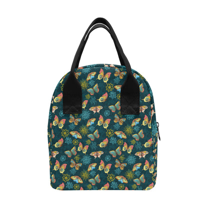 Butterfly Hand Draw Print Pattern Insulated Lunch Bag
